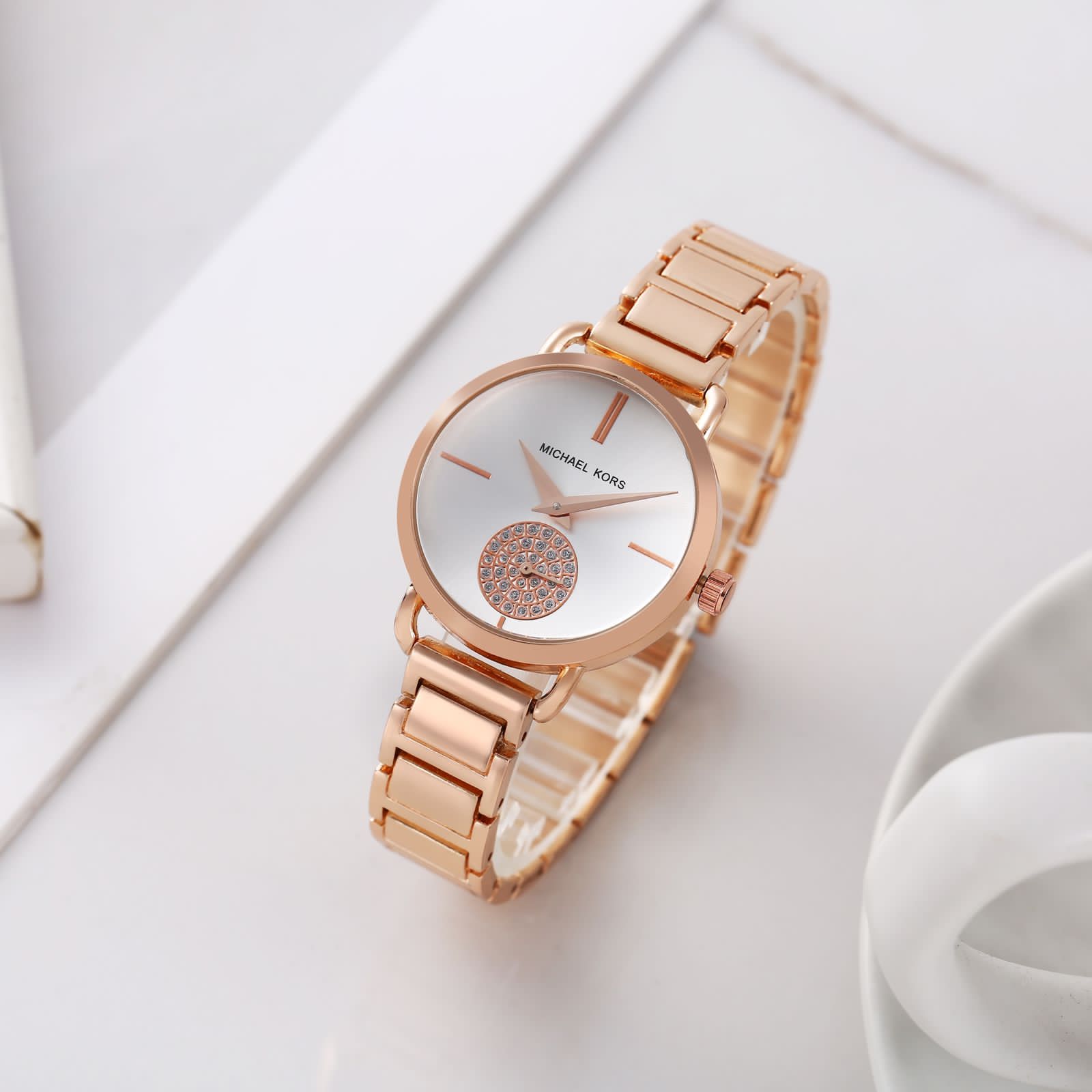 MICHAEL_KORS LADIES ROSE GOLD White DAIL Watch